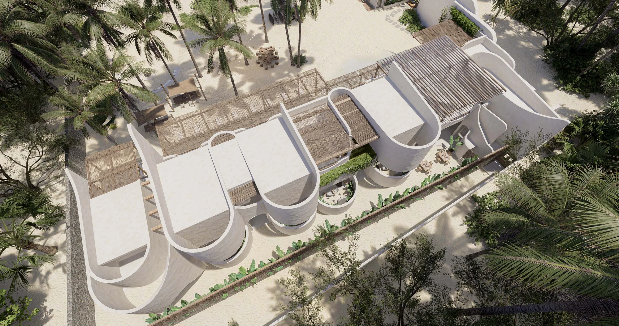 Earthlinks Rekawa coastal retreat concept aerial in Sri Lanka